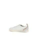 Santoni White Calf Leather Bos Taurus Low Top Sneakers - Image 3