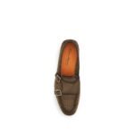 Santoni Brown Calf Leather Bos Taurus Slip-On Loafers - Image 4