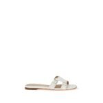 Santoni White Calf Leather Bos Taurus Flat Sandals