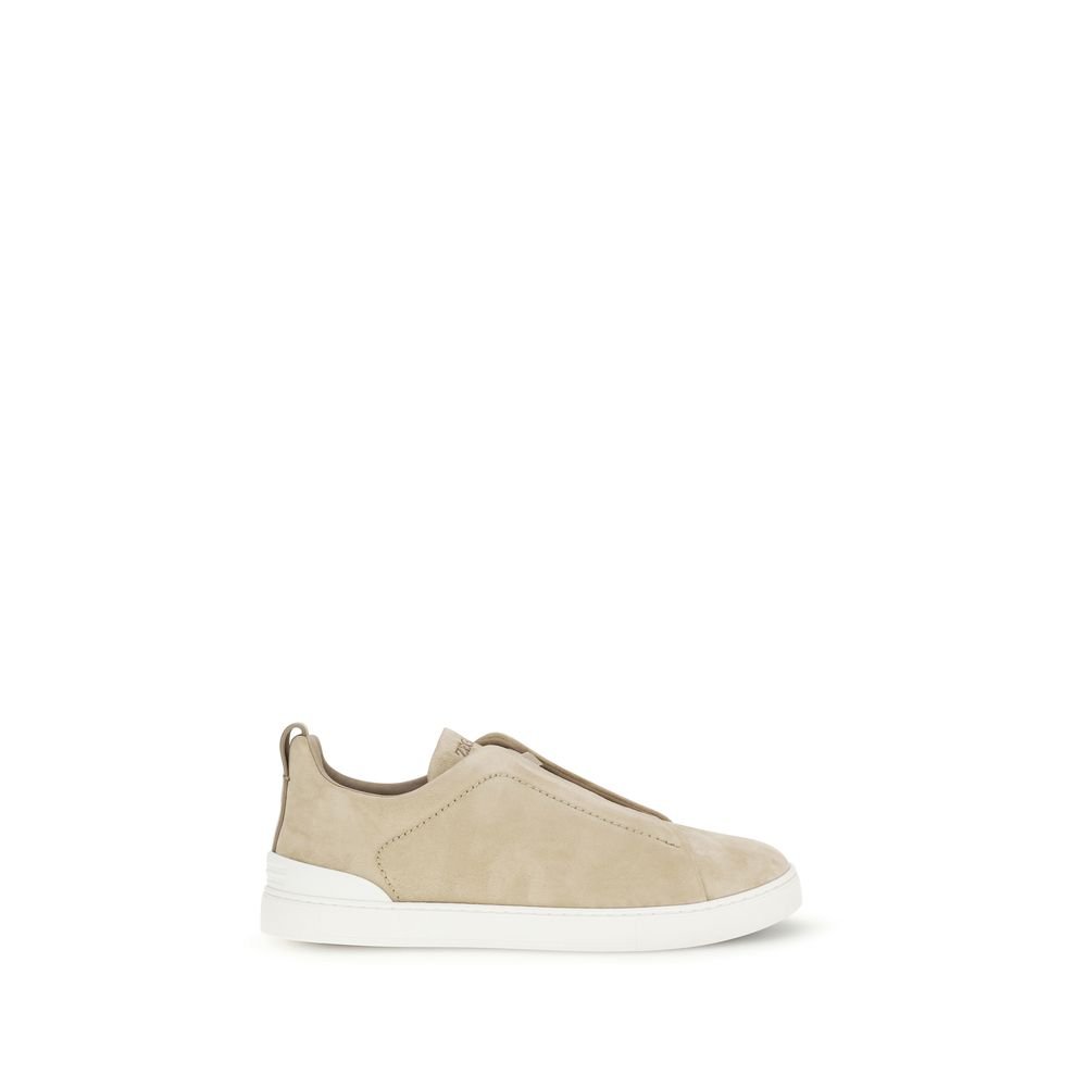 10517624.jpeg ZEGNA Beige Calf Leather Bos Taurus Low Top Sneakers - Image 1