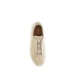 ZEGNA Beige Calf Leather Bos Taurus Low Top Sneakers - Image 4