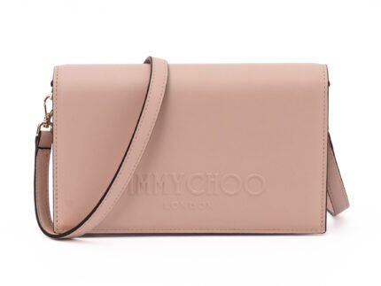 Geantă Jimmy Choo Roz Pudrat din Piele