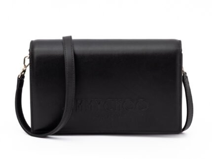 Jimmy Choo Black Avenue Leather Shoulder Strap Bag