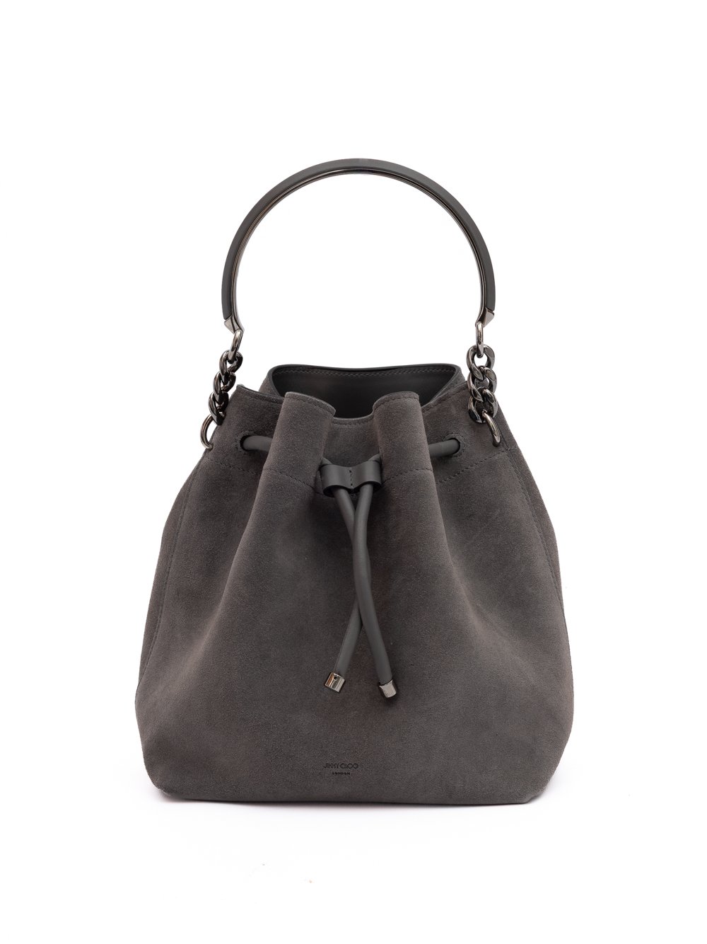 10523065.jpeg Jimmy Choo Dark Grey Bon Bon Suede Bucket - Image 1