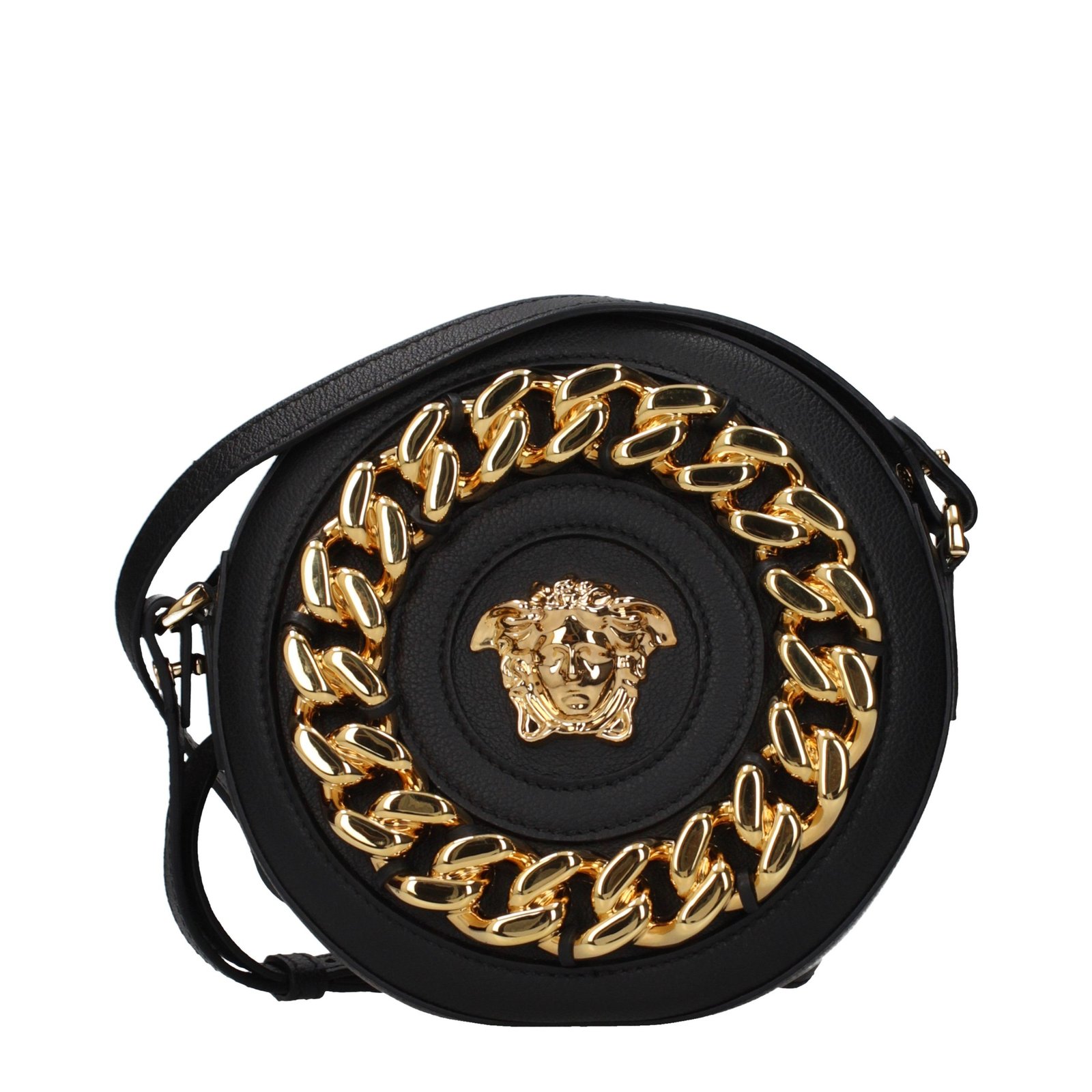 10540799.jpeg Versace Black Leather Crossbody Bag - Image 1