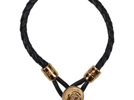 Versace Black Leather Bracelet