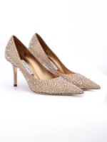 Jimmy Choo Light Bronze Crystal Love 85 Pumps - Image 2