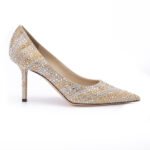 Jimmy Choo Gold Mix Crystal Love 85 Pumps