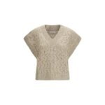 Brunello Cucinelli Beige Silk Sleeveles Sweater