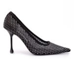 Jimmy Choo Black Mesh Satin Crystal Ixia 95 Pumps