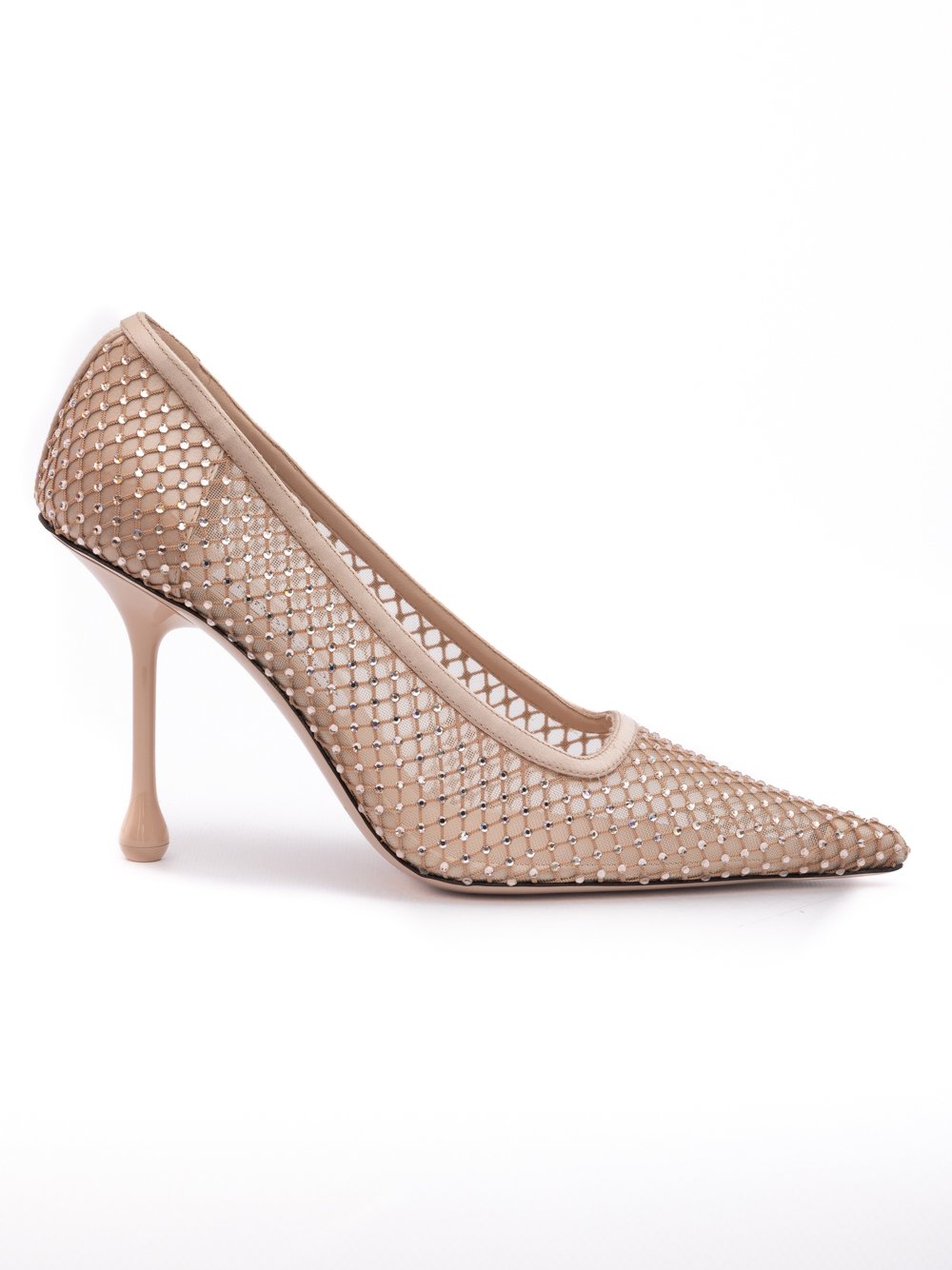 10546440.jpeg Jimmy Choo Powder Pink Mesh Satin Crystal Ixia 95 Pumps - Image 1