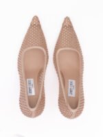 Jimmy Choo Powder Pink Mesh Satin Crystal Ixia 95 Pumps - Image 3