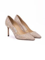 Jimmy Choo Honey Gold Shimmer Suede Crystals Romy 85 pumps - Image 2