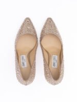 Jimmy Choo Honey Gold Shimmer Suede Crystals Romy 85 pumps - Image 3