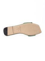 Jimmy Choo Green Satin Crystal Clovis Flat - Image 4