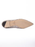Jimmy Choo Rose Gold Glitter Fabric Alina Ballet Flat - Image 4