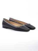 Jimmy Choo Black Leather Dome Studs Mirele Ballet Flat - Image 2