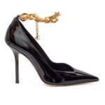 Jimmy Choo Black Patent Leather Diamond Talura 100 Pumps