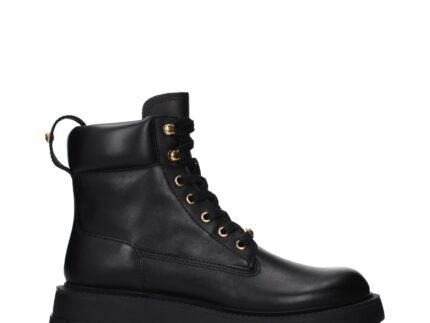 Versace Black Leather Ankle Boots