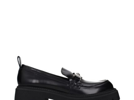 Versace Black Leather Platform Loafers