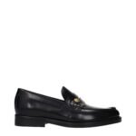 Versace Black Leather Slip-On Loafers