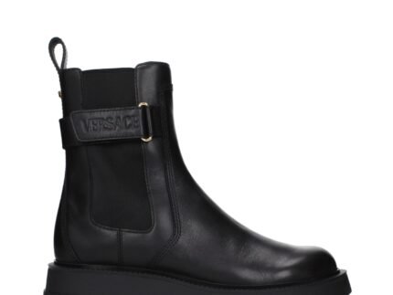 Versace Black Leather Ankle Boots