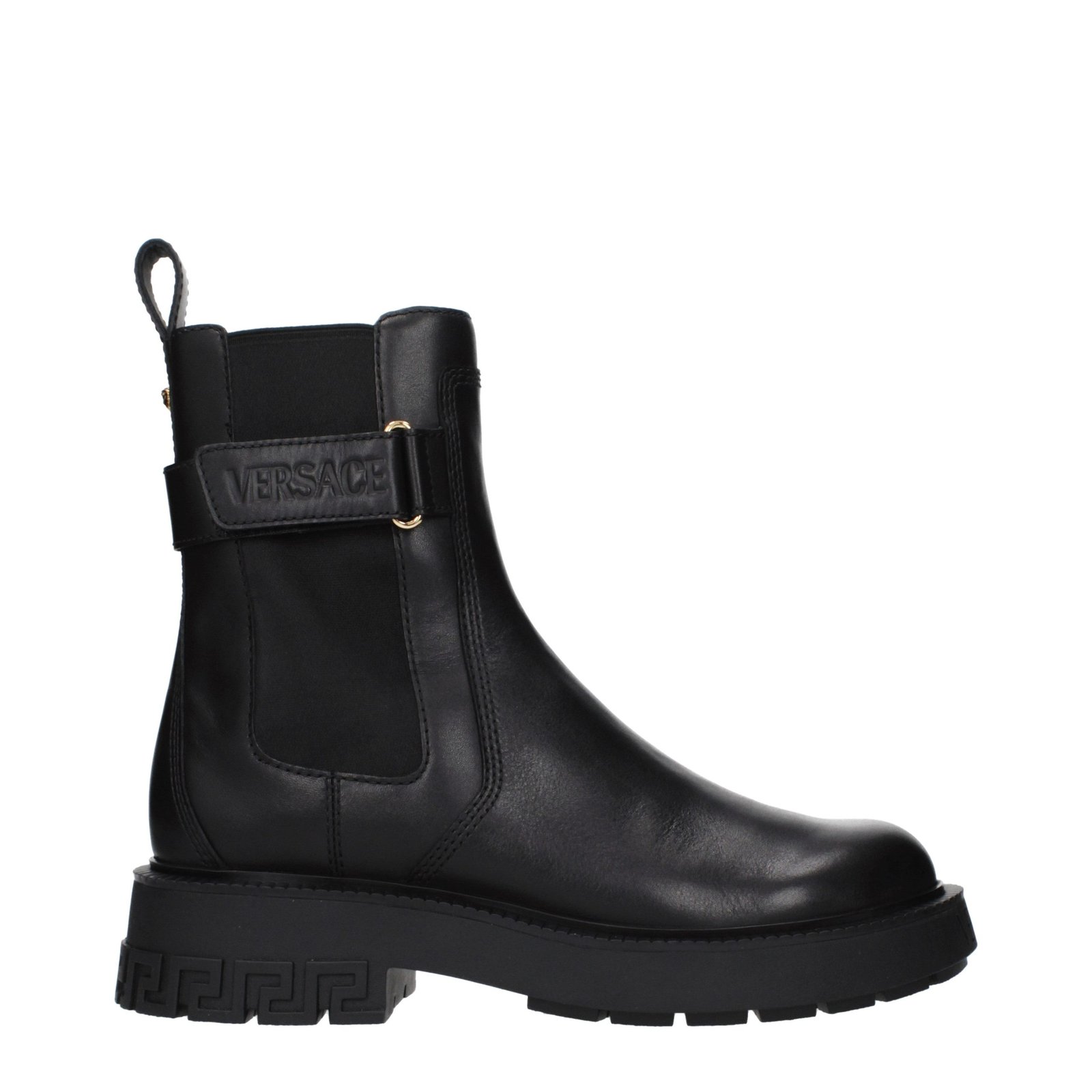 10556113.jpeg Versace Black Leather Ankle Boots - Image 1