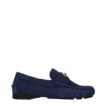 Versace Blue Leather Slip-On Loafers