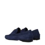 Versace Blue Leather Slip-On Loafers - Image 4