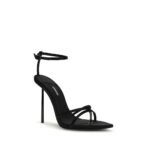 LE SILLA Black Silk Stiletto Heel Sandals - Image 2