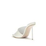 LE SILLA White Calf Leather Bos Taurus Stiletto Heel Sandals - Image 3