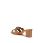 Santoni Beige Calf Leather Bos Taurus Platform Sandals - Image 3