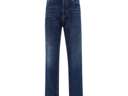 Jeans Brunello Cucinelli Albastri Straight-Leg din Bumbac