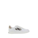 Burberry White Calf Leather Bos Taurus Low Top Sneakers