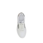 Burberry White Calf Leather Bos Taurus Low Top Sneakers - Image 4