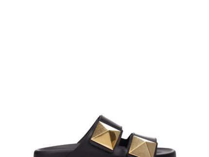 Valentino Garavani Black Leather Slippers
