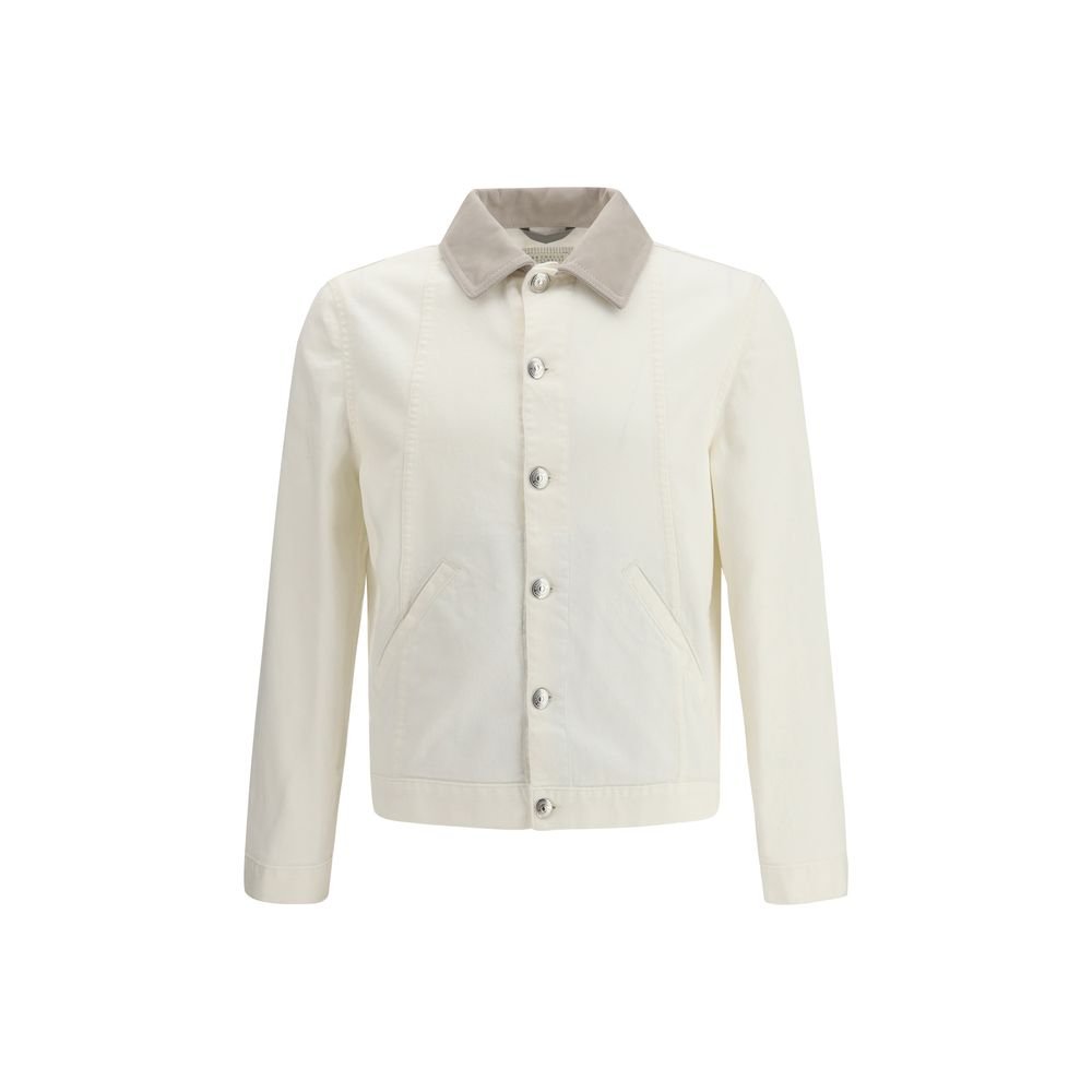 9901160.jpeg Brunello Cucinelli White Cotton Denim Jacket - Image 1